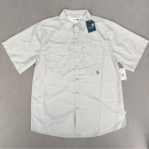 Nautica Angler Shirt Mens XL Button Up Gray Fishing Vented UPF 50+ Cooling NEW